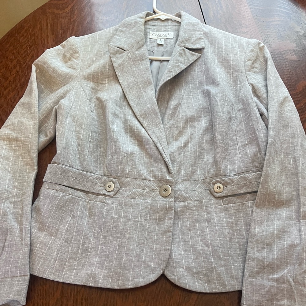 Grey with Silver Striping Blazer by Conrad C Collection size 8